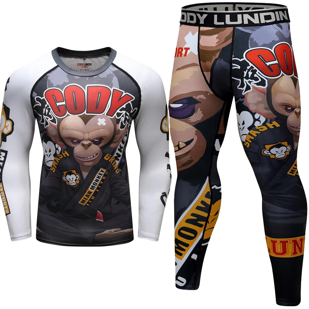 

Bjj GI 3D Monkey Printing MMA Rashgaurd Set Fightwear Muay Thai MMA Compression KickBoxing Tight Trousers Boxing Jerseys Suits