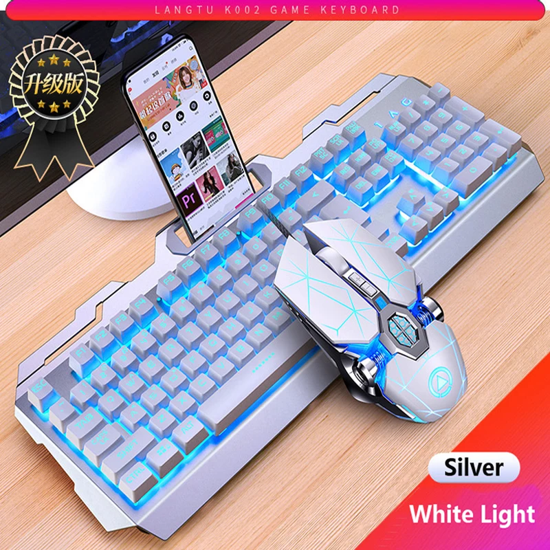 Игровая клавиатура игровая мышь механическая на ощупь RGB светодиодный