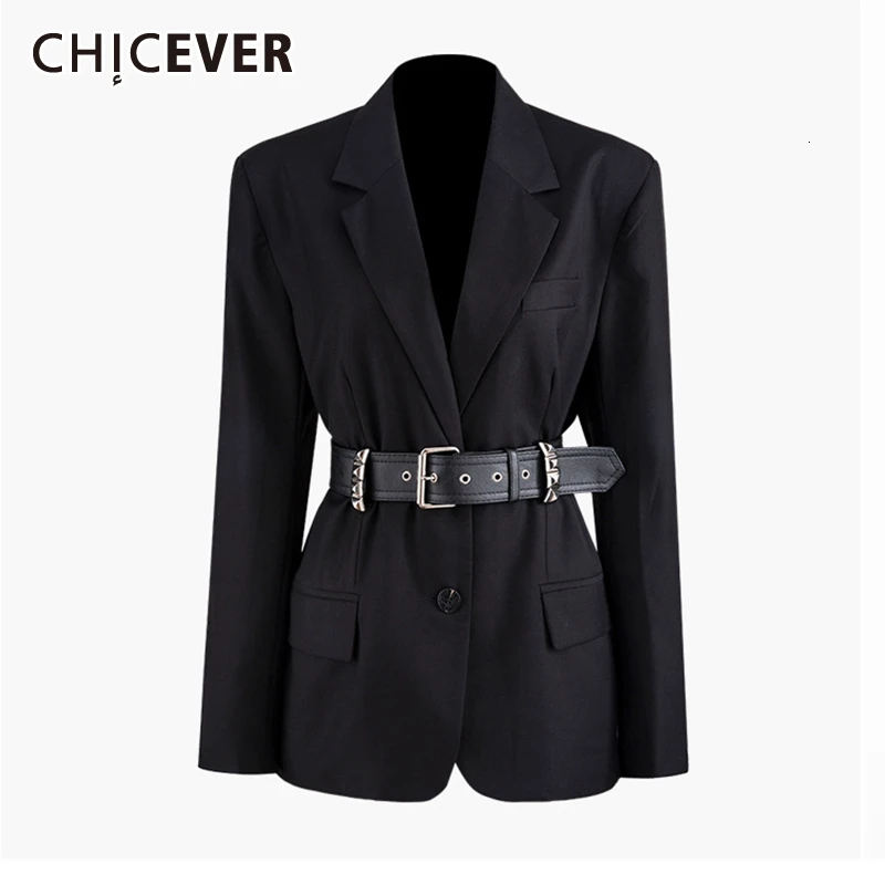 CHICEVER свободный крой из искусственной кожи с заклепками декоративным поясом
