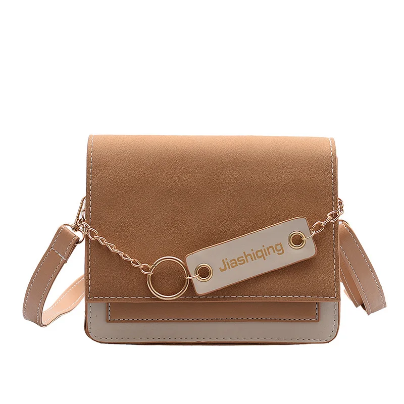 

Scrub Leather Contrast Color Crossbody Bags For Women 2019 new Messenger Shoulder Bag Ladies Purses and Handbags Cross Body