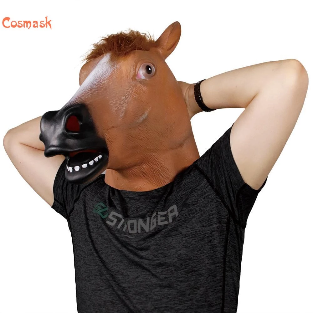 Máscara de caballo marrón Cosmask, máscara de cabeza de caballo  espeluznante, máscara de Animal de látex de goma, novedad, disfraces de  Halloween|Accesorios de disfraces| - AliExpress