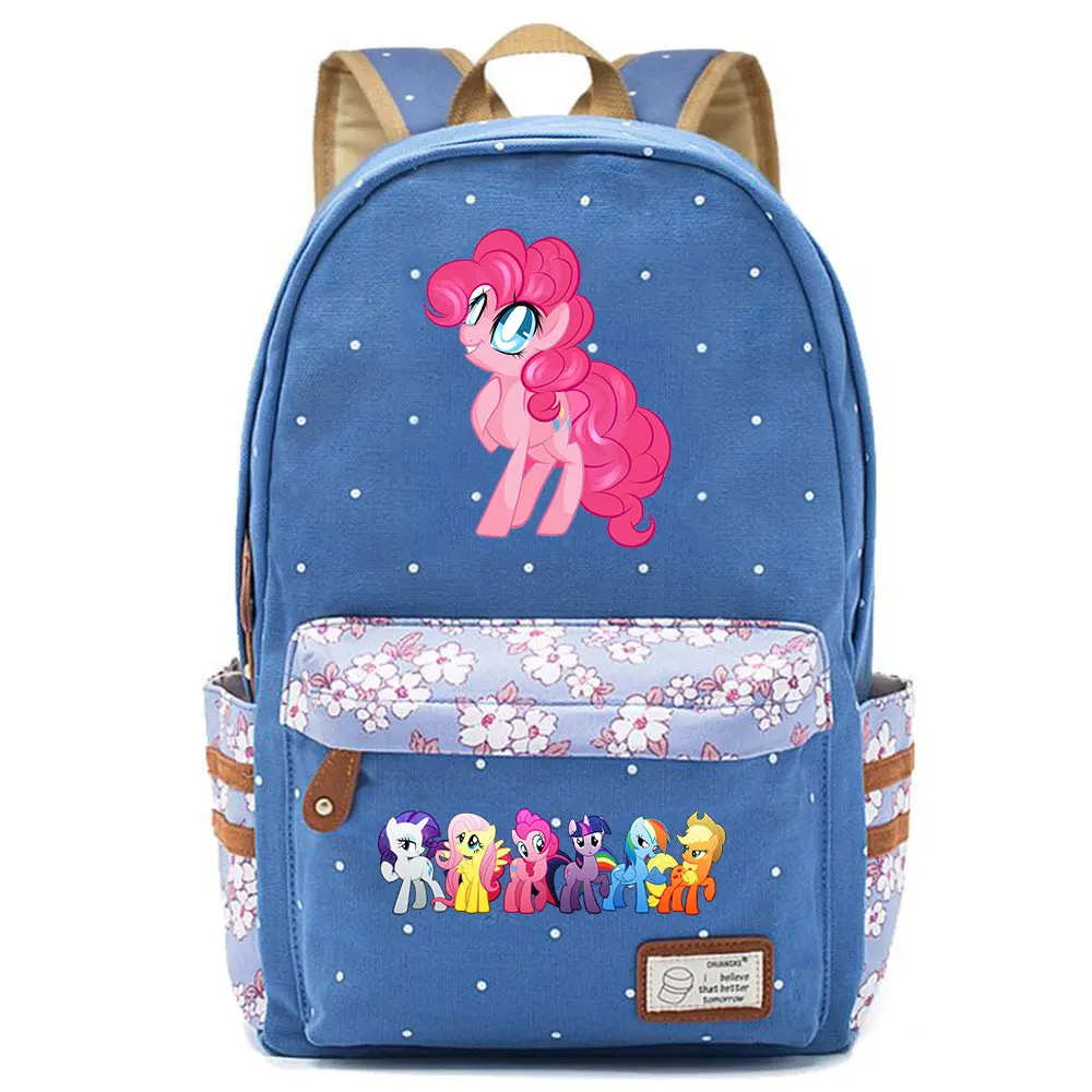 Christmas Cartoon Cutie My Little Pony Flowers Dot Boy Girl School bag Women Bagpack Teenagers Canvas Lady Femme Backpack
