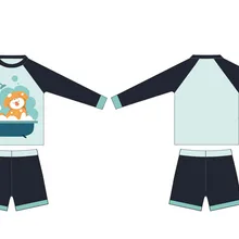 Детский купальный костюм UPF50+ с рисунком собаки из мультфильма, детский купальный костюм, г., Топ для серфинга+ шорты, комплект из двух предметов, Рашгард