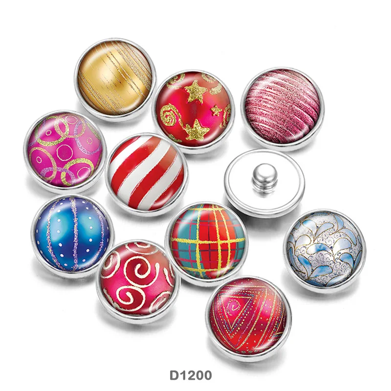 Christmas Glass Cabochons DIY Bracelet glass Snap buttons CD1200Charm