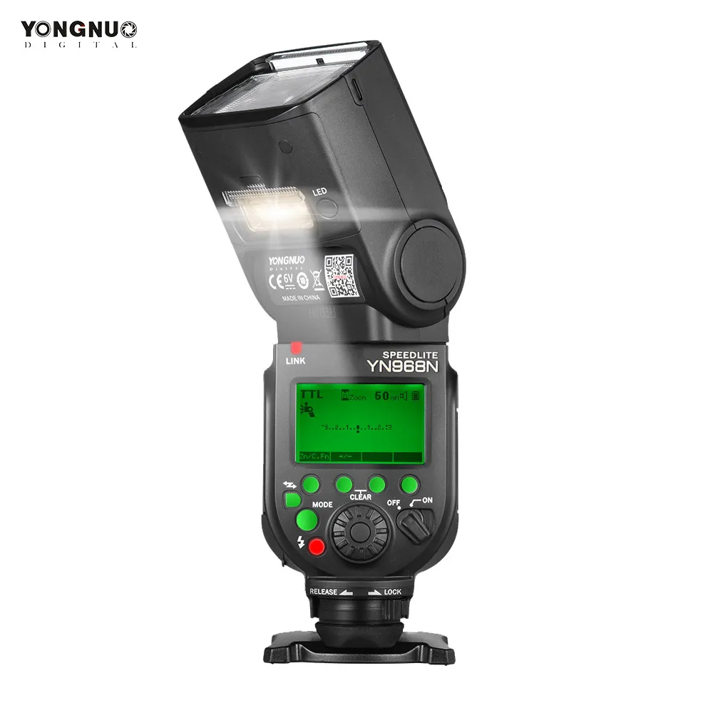 

YONGNUO YN968N Wireless Flash Speedlite 1/8000 Built-in LED Light 5600K for Nikon DSLR Cameras Compatible with YN622N YN560