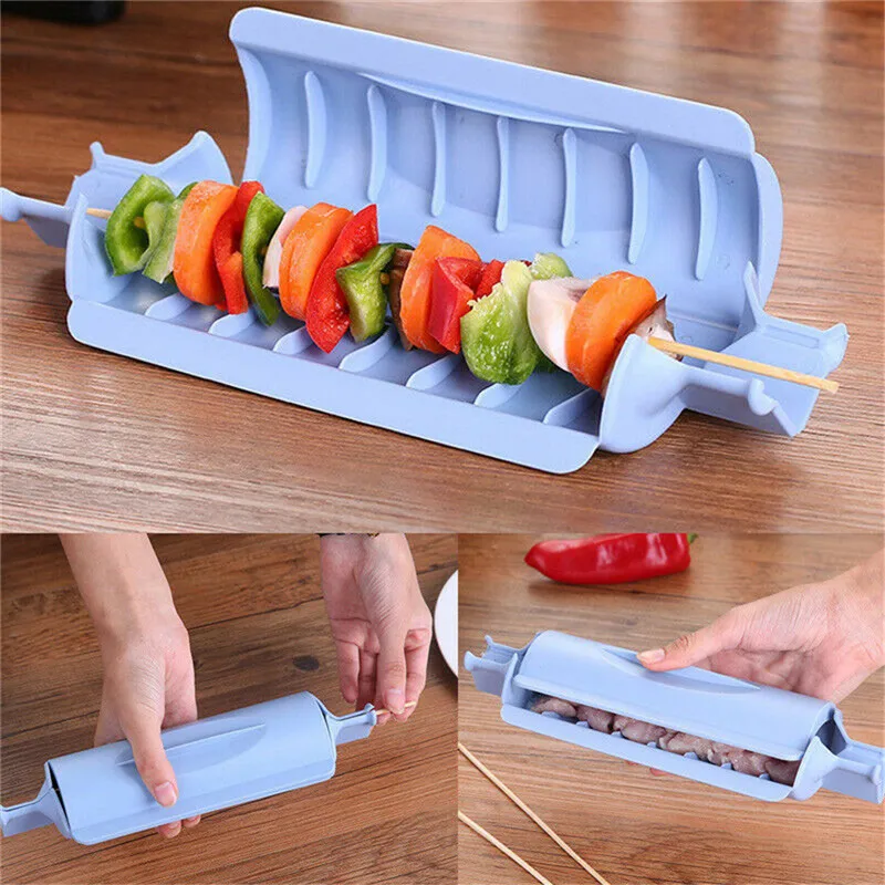 Шашлычница для барбекю, не скользит, многоразовые, Platic, для мяса, овощей, шампуры, гарджет для барбекю, говядины, мяса, кебаба, легкая форма для изготовления@ 5