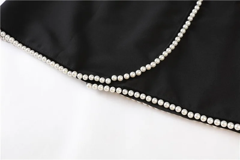 Новая подиумная мини черная юбка Роскошные Дизайнерские Лоскутные женские осенние юбки с бисером женские элегантные вечерние юбки для офиса