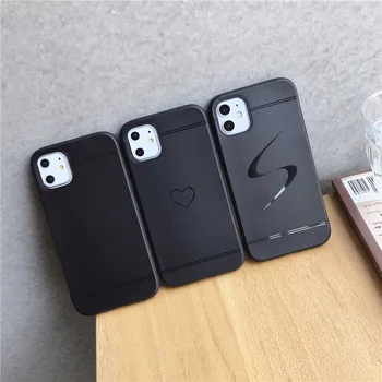 

50pcs Black Matte Heart S Silicon TPU Case for iPhone XS Max XR X 7 8 Plus 6 6S Plus 5 5E 5S 11 Pro Back Cover Phone Case