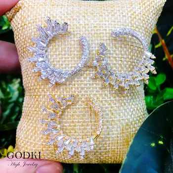 

GODKI Famous Brand 28MM Elegant Full Cubic Zircon CZ Stud Earrings for Women Wedding Bridal Earrings pendientes mujer moda 2019