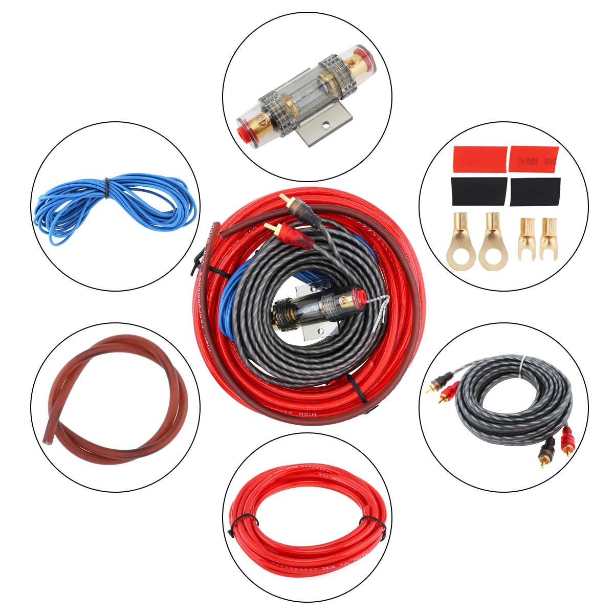 1 Set Di Kit Di Cablaggio Per Cavi Audio Per Auto Cavi Per Woofer Per Altoparlanti Per Auto Amplificatore Di Potenza Per Auto Linea Audio Linea Di Ali