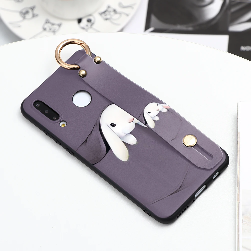 Wrist Strap Phone Holder Cases For Huawei Mate 30 20 10 P20 P30 P10 Lite Pro Honor 8X 9X 9 10i Rabbit Love Heart Soft TPU Fundas