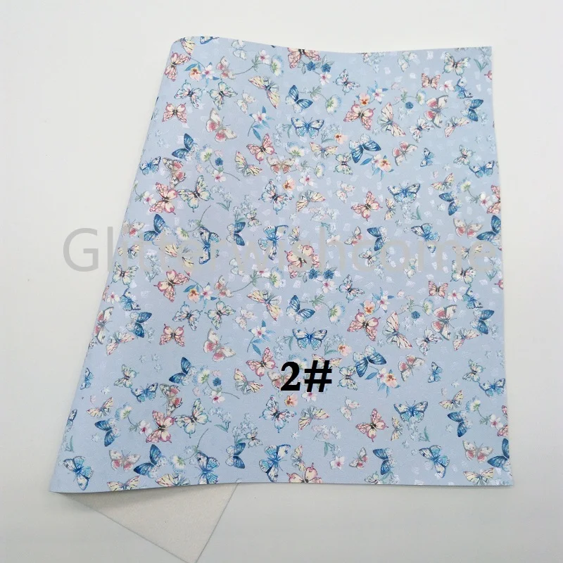Glitterwishcome 30X134CM Mini Roll Vinyl For Bows Printed Butterfly Leather Fabirc Faux Leather for Bows, GM375