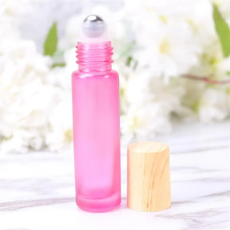 

5pcs 10ml Wooden Lid Refillable Bottles Mini Glass Bottles Empty Bottles Portable Perfume Storage Container For Home Travel