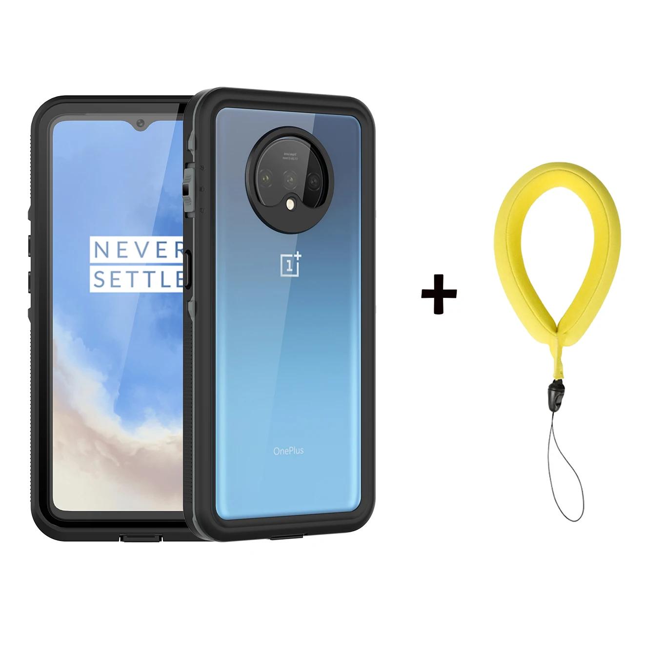 Чехол для Oneplus 7 T 7 T Чехол IP68 водонепроницаемый ударопрочный для плавания защитный чехол для Oneplus 7 T чехол для подводного плавания - Цвет: Black with Strap