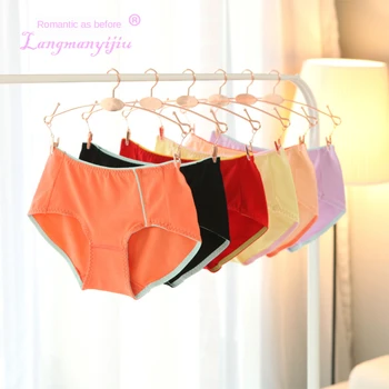 

Girl Briefs Breathable Underpants Cute Cotton Women Underwear Low Waist Sexy Panties Thin Lingerie Briefs