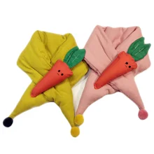 Плюшевый осенне-зимний детский шарф, хлопковый Детский шарф с крестиком, с рисунком моркови, бархатный шарф для мальчиков и девочек, теплый воротник, детский шарф с воротником