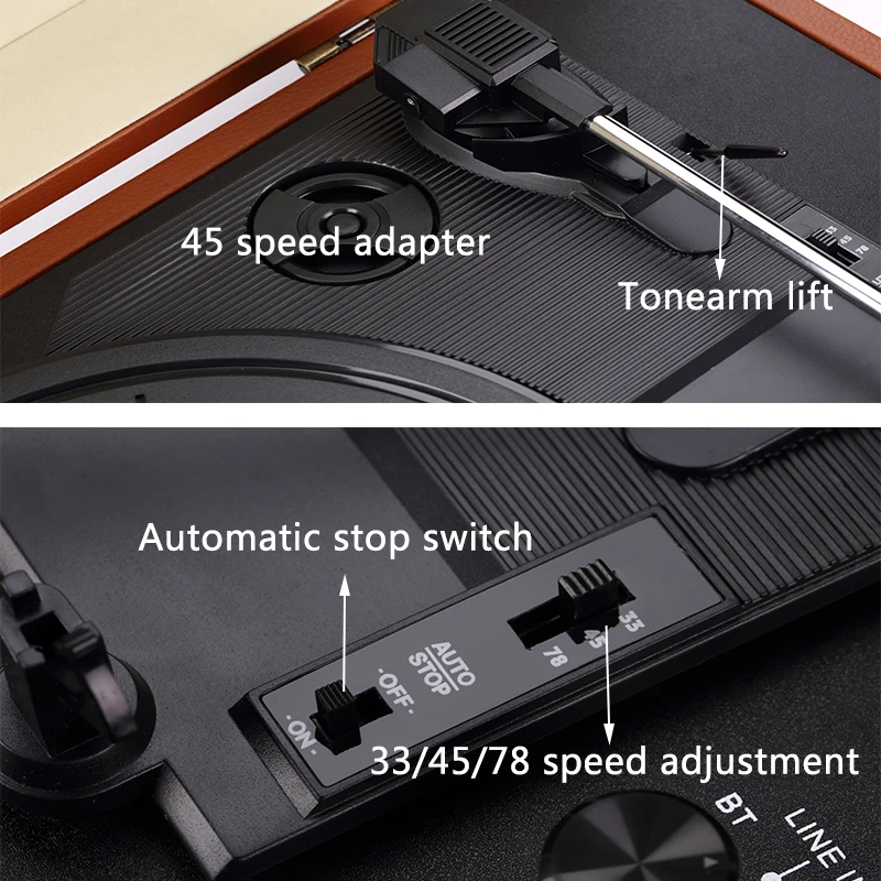 Alto-final portátil bagagem gramofone vinil record player