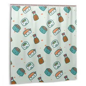 

CHARM HOME No More Mr.rice Guy Cute Sushi U Mad Plastic Shower Curtain 66x72 In Customized Bathroom Waterproof Polyester