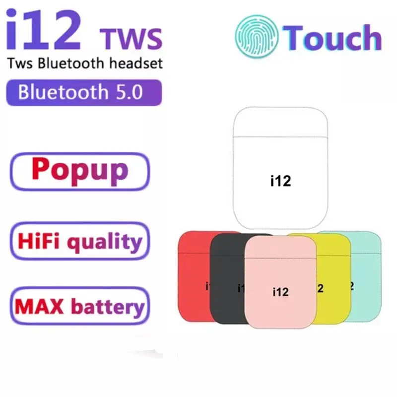 

NEW I12S TWS Bluetooth 5.0 sports headset with touch pop-up window stereo wireless headset for IOS Android All Smart phone