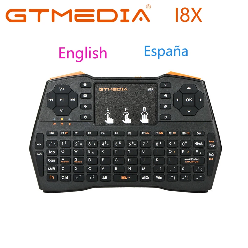 GTMEDIA i8X без подсветки 2 4 г мини Беспроводной английский Испании клавиатура с