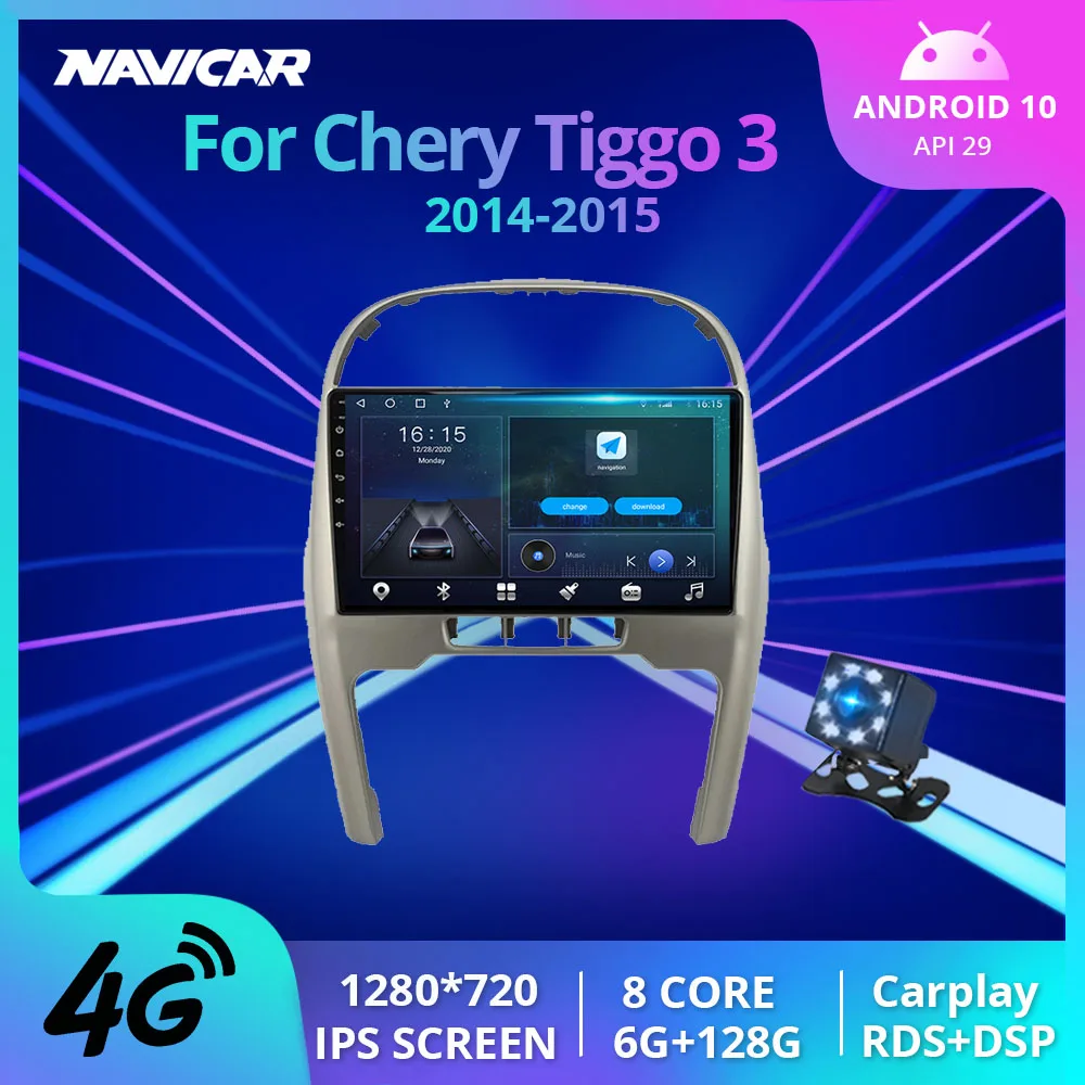 Car Radio Player For Chery Tiggo 3 2014-2015 Stereo Autoaudio 2Din Android10.0 GPS Navigation Receiver Carplay NO DVD | Автомобили и