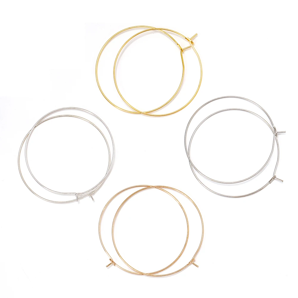 

20pcs Silver Gold 20/25/30/35/40mm Hoops Earring Big Circle Earring Hoop Wires DIY Women Earrings Accessories For Jewelry Making