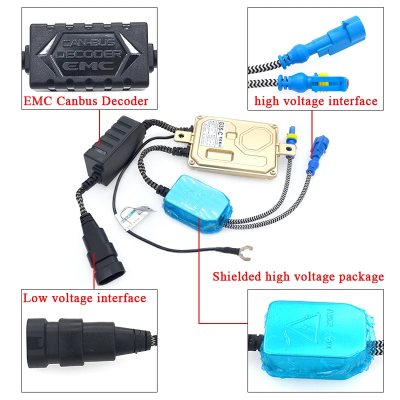HIDLT 35W EMC Canbus Ballast HID Headlight Car Styling Digital No Error Xenon Canbus Blocks Ignition For Auto Headlamp Bulb Kit (8)