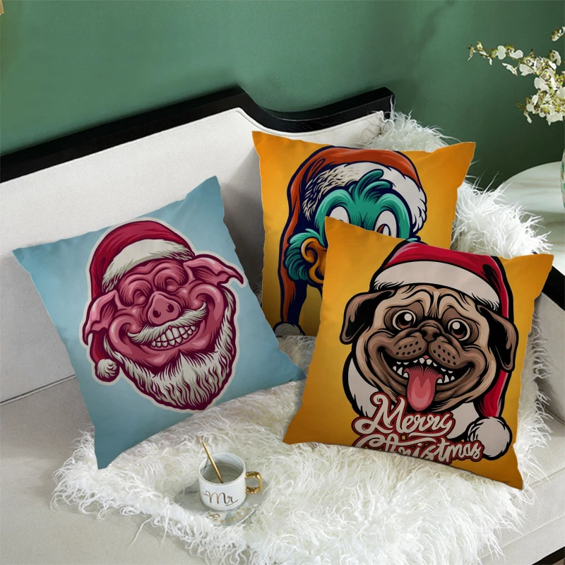 

Cute Cartoon Christmas Pattern Cushions Cover 45x45 Pillowcase Sofa Pillow Cases Xmas Decorations Ornament Gift New Year 2021