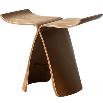 

Nordic solid wood simple stool Casual fashion creative personality Danish stool Butterfly shape chair stool small