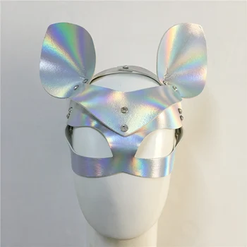 

Bling Hologram Laser Faux Leather Mask Crystal Rhinestone Half Face Sexy Ladies Rave Festival Party Masks Costume Accessories