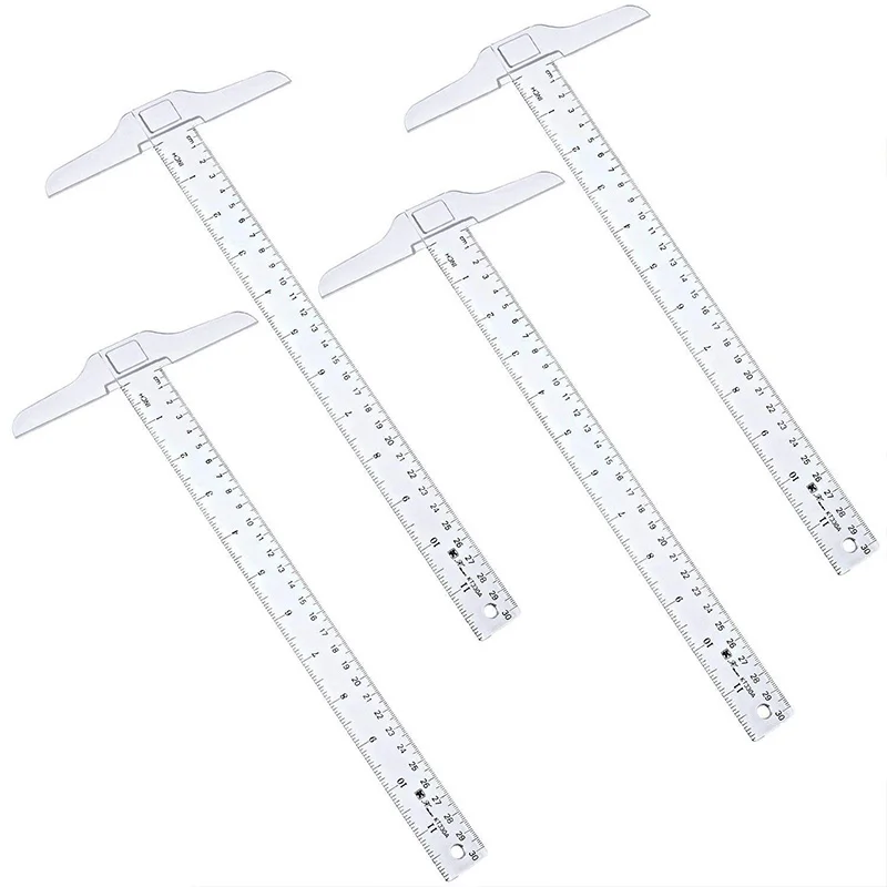 

HOT-12 Inch/ 30 Cm Junior T-Square Plastic Transparent T-Ruler for Drafting and General Layout Work (4)