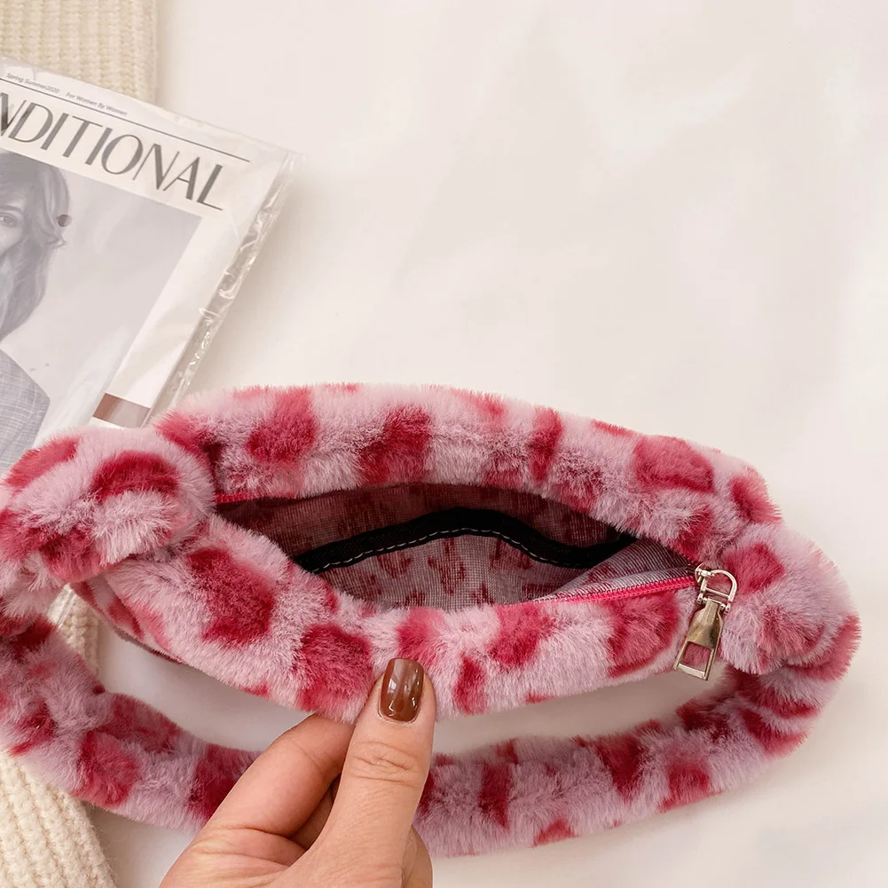 Women's Trend Bag Plush Animal Print Shopper Purses Female Handbag Shoulder Underarm women handbags
