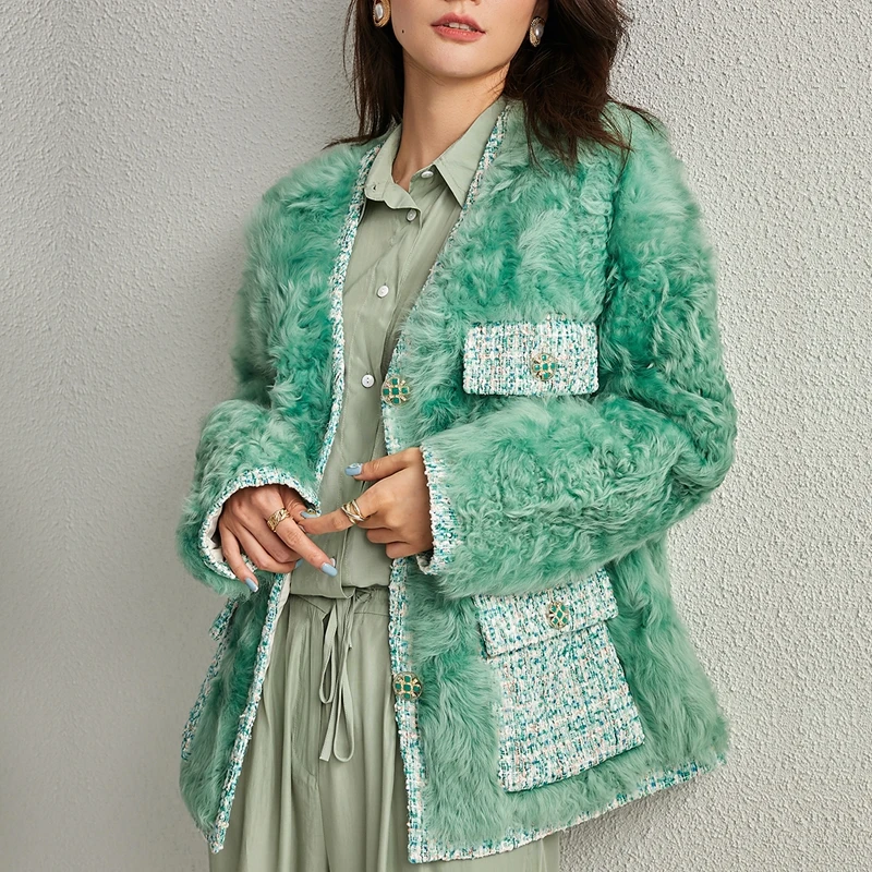 Женское пальто из натурального меха 2019 зимняя модная верхняя одежда овечьего