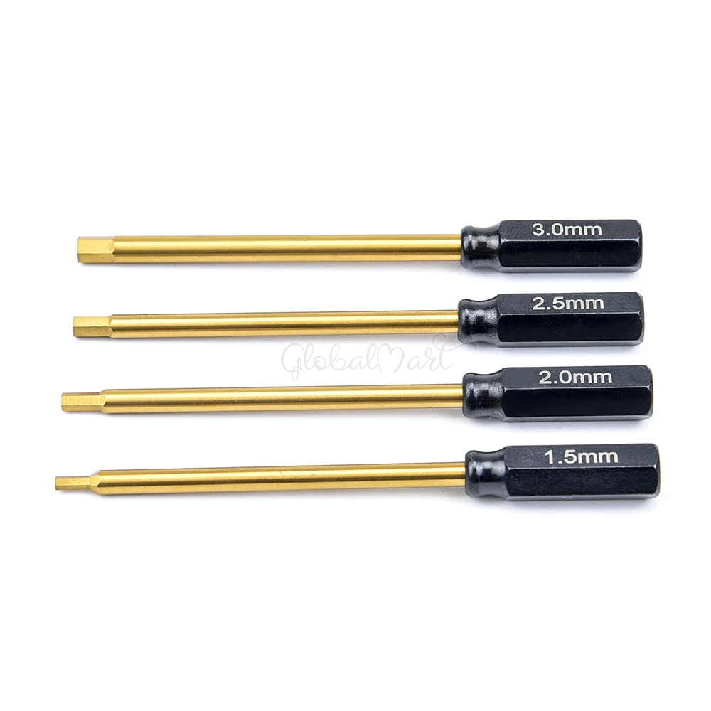4pcs Durable Hard Alloy Steel Metal 6.35mm Hex Wrenches Screwdrivers Tools Kit 1.5/2.0/2.5/3.0mm for RC Helicopter Model 5
