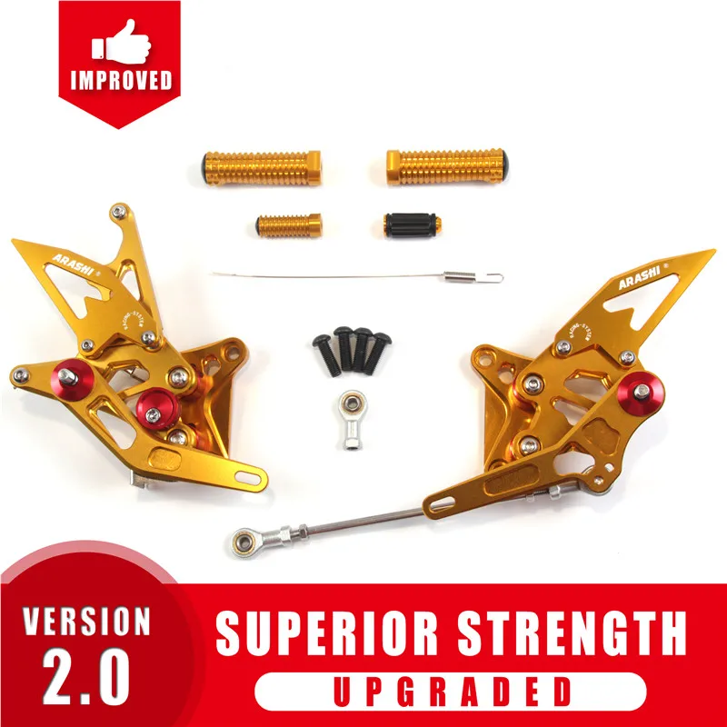 Араши для SUZUKI GSXR 1300 Hayabusa 2008- ЧПУ Rider Rearset Регулируемые подножки 2009 2010 2011 подножки - Цвет: Gold