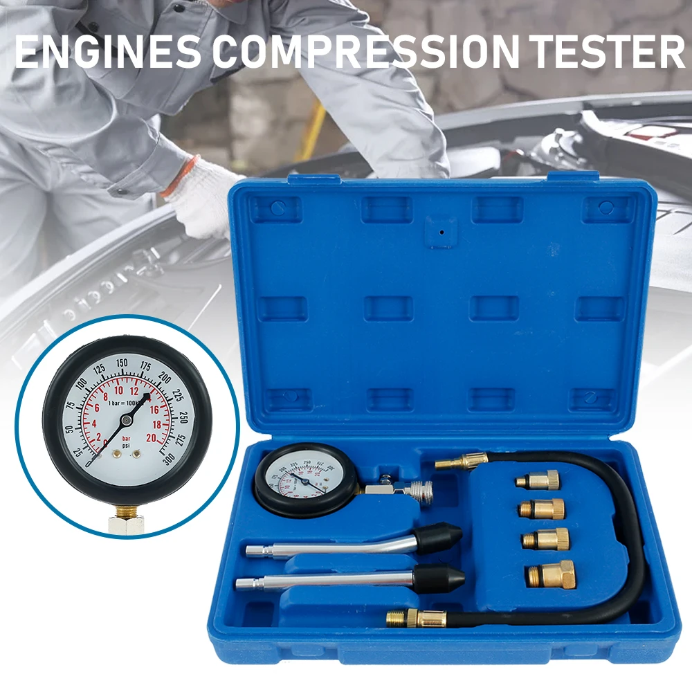 PSI Engine Cylinder Compression Tester Kit Automotive Tool Gas-Cylinder Pressure Test Set with Air Gauge | Автомобили и мотоциклы