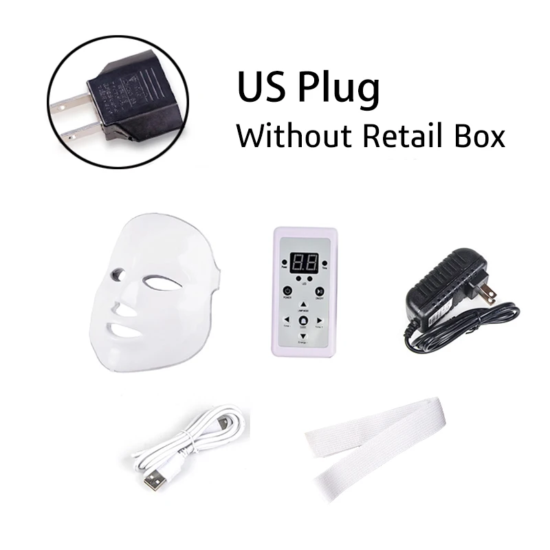 US Plug 7 цветов фотоны; светодиод маска для лица светодиодный Омоложение кожи анти акне, морщины красоты лечение для использования дома и в салоне терапия для лица Уход - Цвет: US Plug