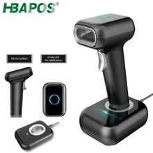 

HBAPOS 2D Barcode Scanner Handheld with Charging Dock Base Stand Wireless Code Reader for POS System Computer Laptop Windows Mac