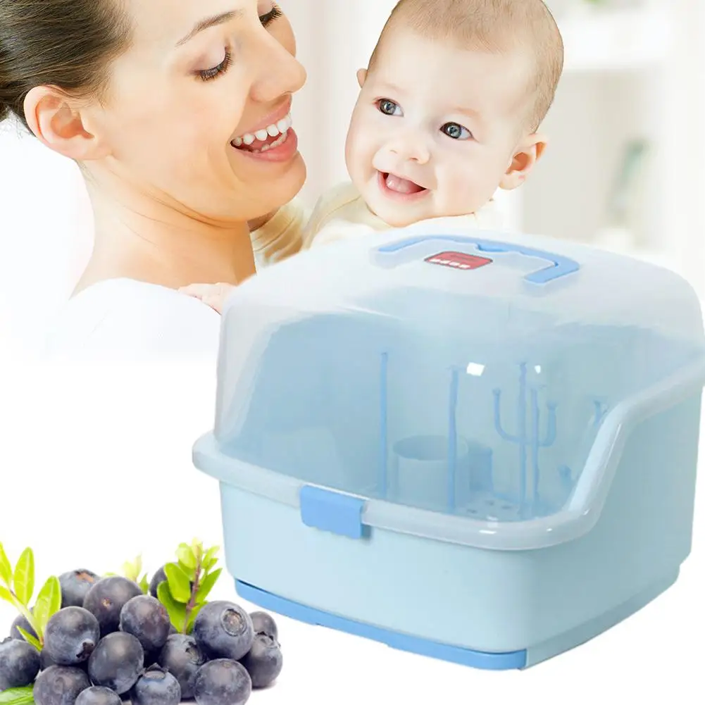 

Baby Portable Bottle Drying Racks With Anti-dust Cover Large Nursing Bottle Storage Box Baby Dinnerware Organizer For Baby