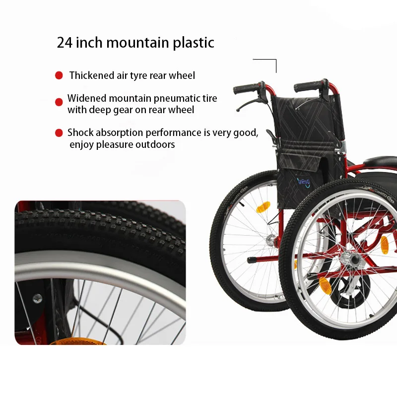 Sports And Leisure Wheelchair Folding Portable Ultra Light Aluminum Alloy Damping Wheelbarrow Disabled Manual Walker