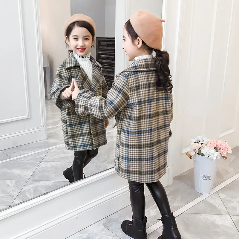 

Girls Woolen Jacket Fall And Winter Clothes 2019 New Style Big Kid Woolen Jacket Children chao yang Gas Wool Woolen Overcoat