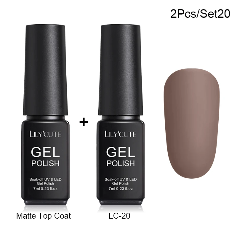 2 Pcs 20 LILYCUTE Матовый УФ-гель для ногтей матовый верхний слой цвет УФ гель для ногтей лак Гибридный впитывающий гель лак маникюрный гель лак - Цвет: 2 Pcs 20