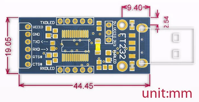 FT232-USB-UART-Board-Type-A-size