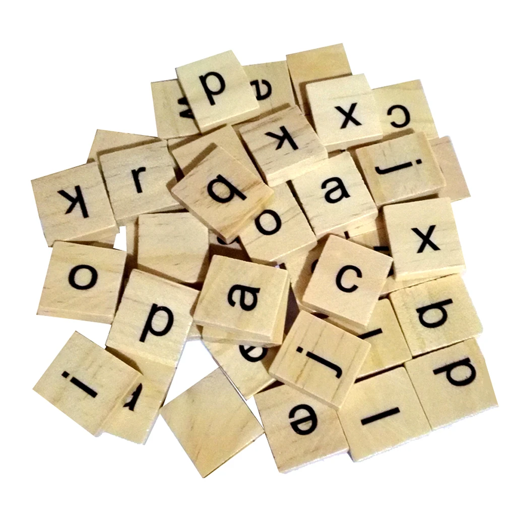 100pcs Wooden Alphabet puzzle Tiles Black Letters Board For Craft DIY Wood
