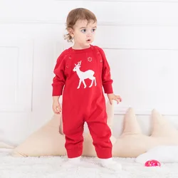 Barboteuse de noël pour bébé, grenouillère de cerf rouge/bleu pour nouveau nés, vêtements d'hiver à manches longues pour garçon/fille, tenues de dessin animé pour bébé 
