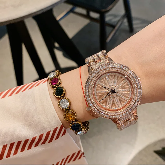 Women Watches Rose Gold Quartz Dress Rotation Watches Czech