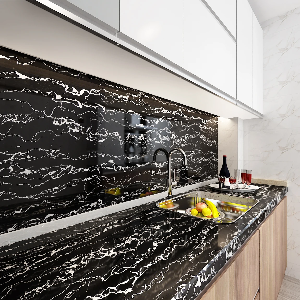 

Waterproof Oil-proof Wall Paper Self Adhesive White Marble Background Vinyl Film Wall Stickers Cupboard Home Kitchen Wallpaper
