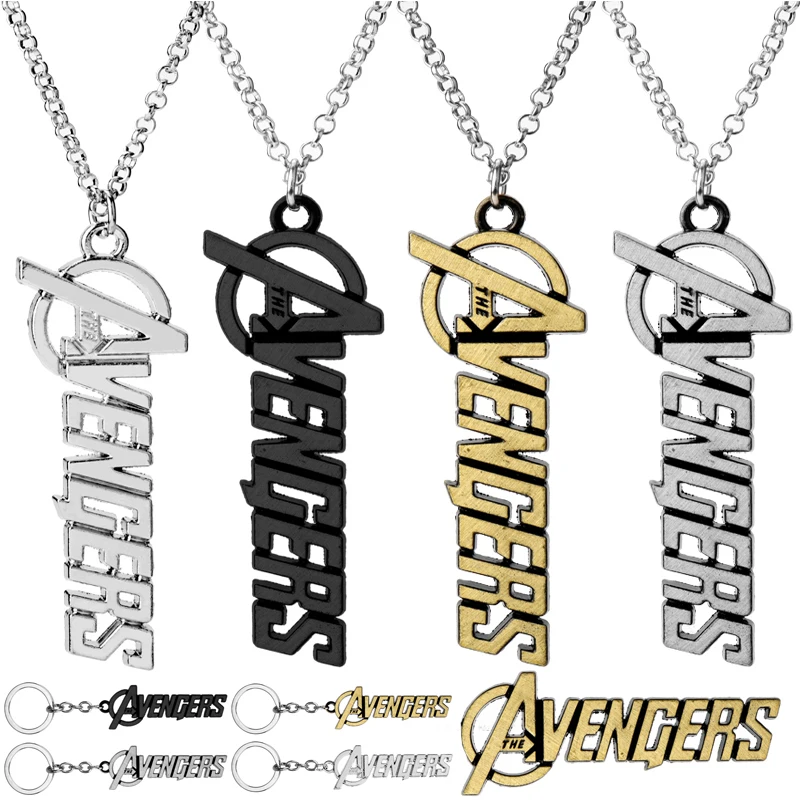 

Marvel Avenger 4 Necklace Movie Letter Avenger Logo 4 Colors Pendant Necklace Long Chain Accessories Fan Collection