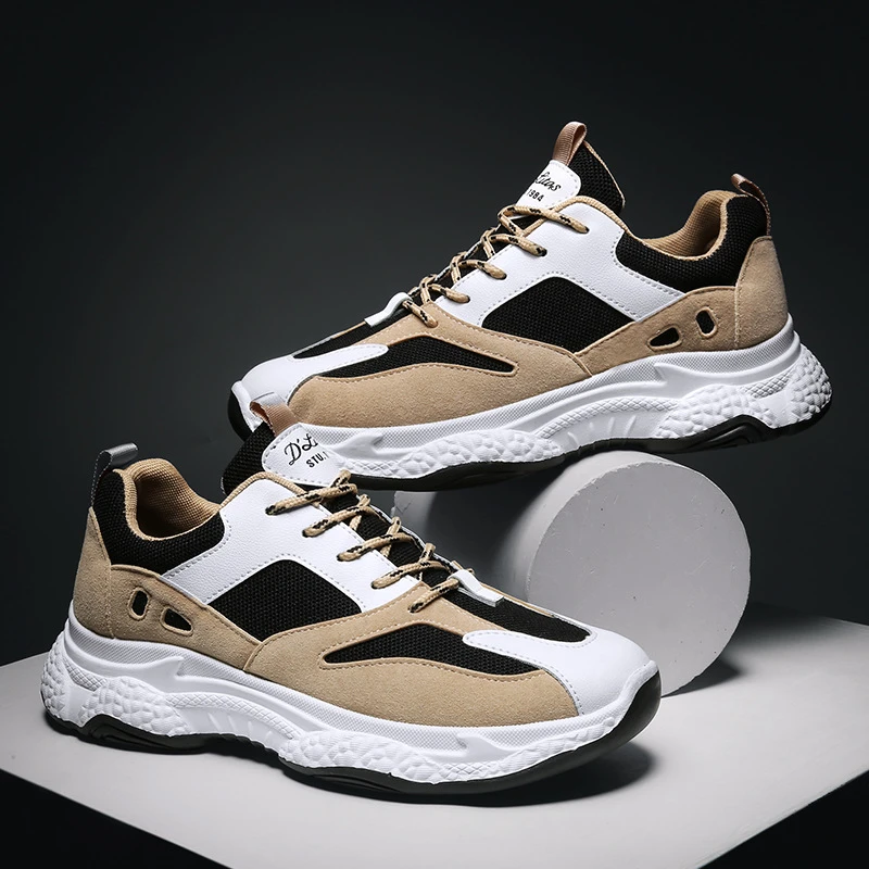 ヒップホップストリートファッションハイトップの男性スニーカー厚底男性カジュアルシューズ秋男性靴パッチワークダンスお父さんスニーカー Men S Casual Shoes Aliexpress