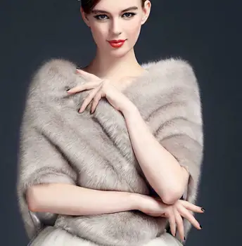 

Warm Bride Wedding Imitation Fox Fur Grass Shawl Cheongsam Autumn Winter L06